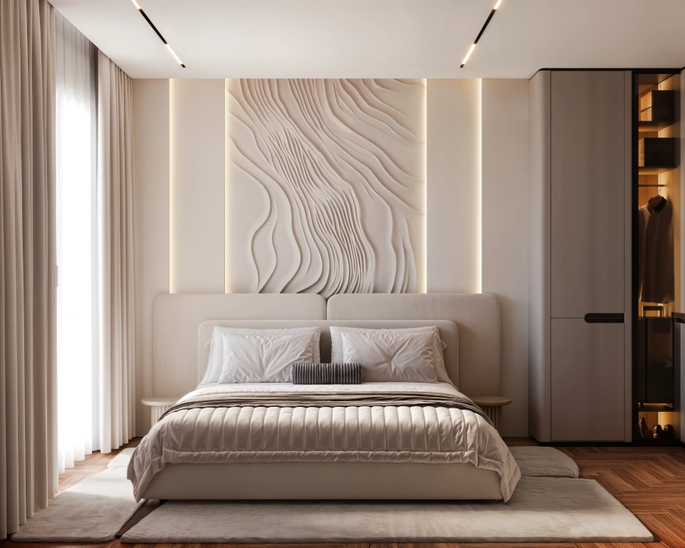 Luxury bedroom interior design for private villa project by Darchex studio
