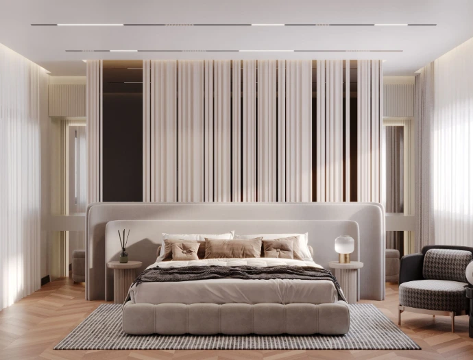 Luxury bedroom interior design and fit out for private villa by Darchex