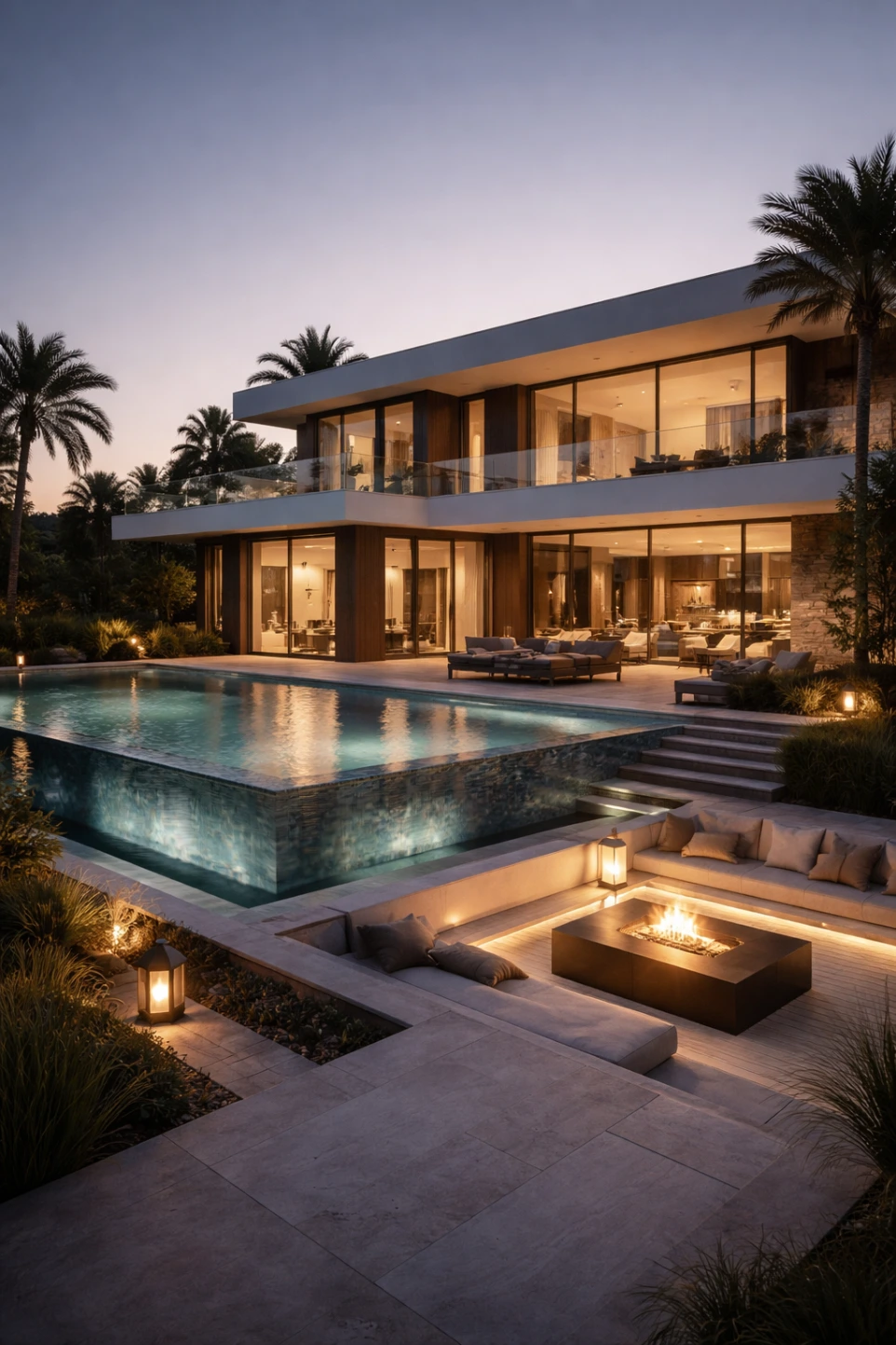 Luxury villa architecture with integrated lighting design by Darchex