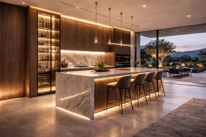 Arquitectura de villa privada de lujo con fachada refinada por Darchex