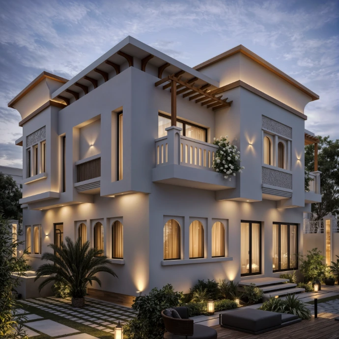 Arquitectura de villa privada de lujo con fachada refinada por Darchex