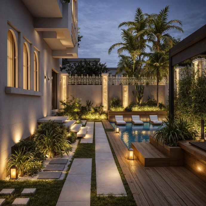 Design Paysager avec Piscine Infinity / Diseño de Paisajismo con Piscina Infinity