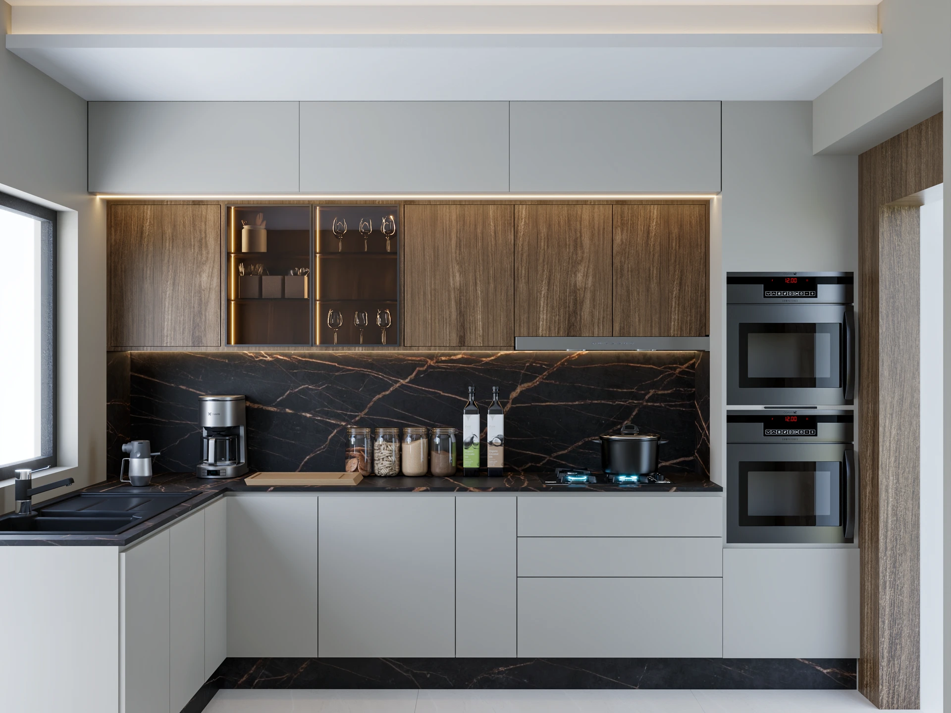 Modern luxury kitchen design in signature apartment by Darchex
