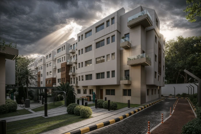 Détail architectural moderne du projet résidentiel par Darchex