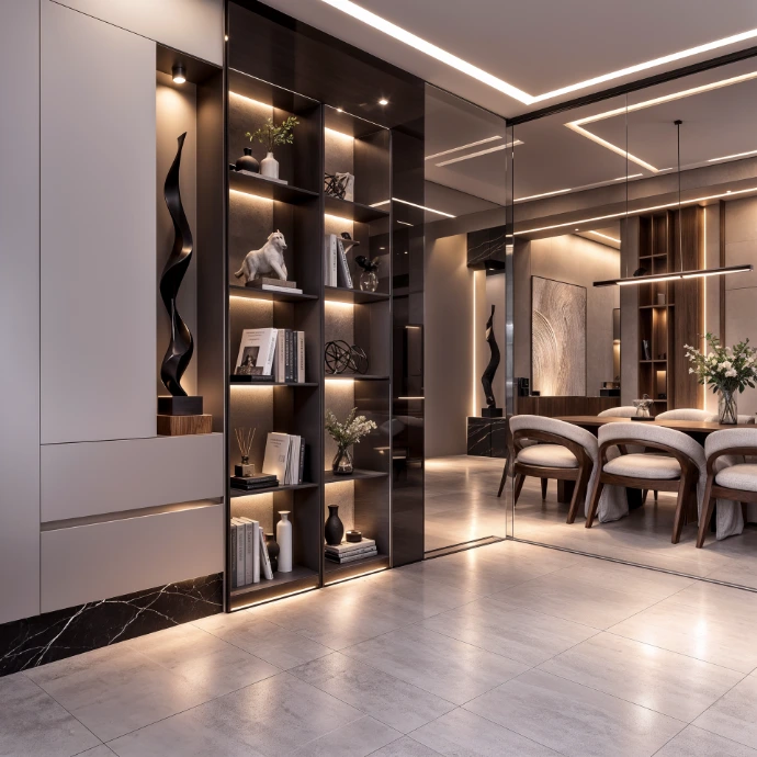 Interior de cocina abierta en garaje convertido en vivienda de lujo por Darchex