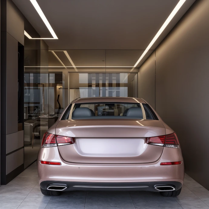 Fachada de conversión de garaje a espacio residencial de lujo por Darchex