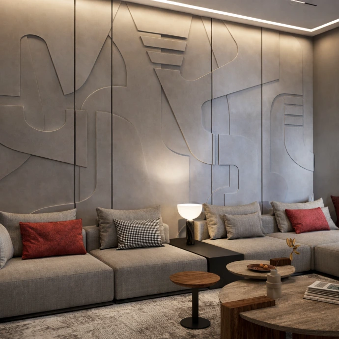 Espacio de sala de estar de lujo en garaje convertido por Darchex