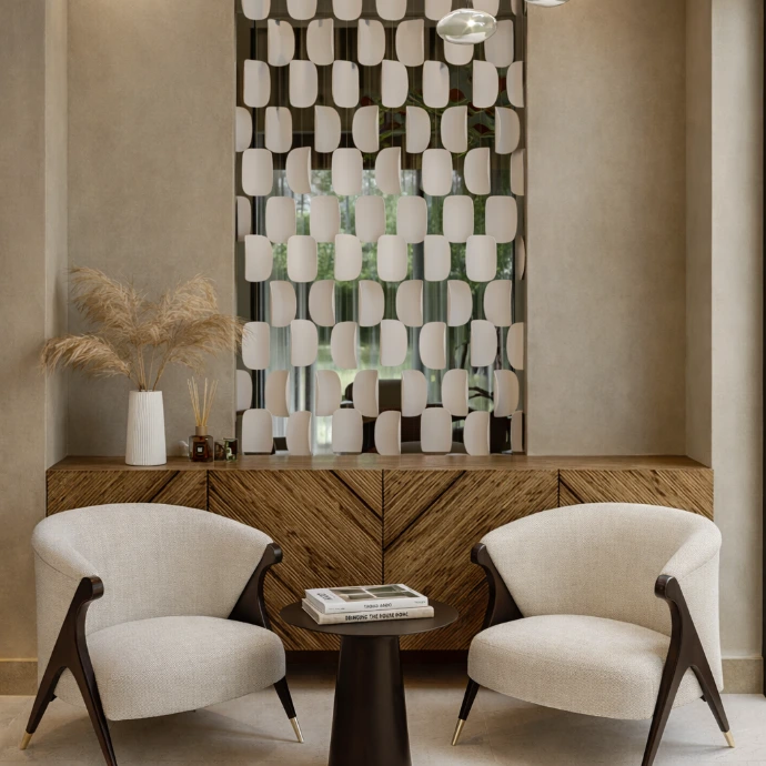 Entrée avec Mur Décoratif 3D / Entrada con Muro Decorativo 3D