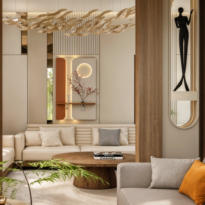 Salon Marocain Moderne avec Séparation Élégante / Salón Marroquí Moderno con Separación Elegante