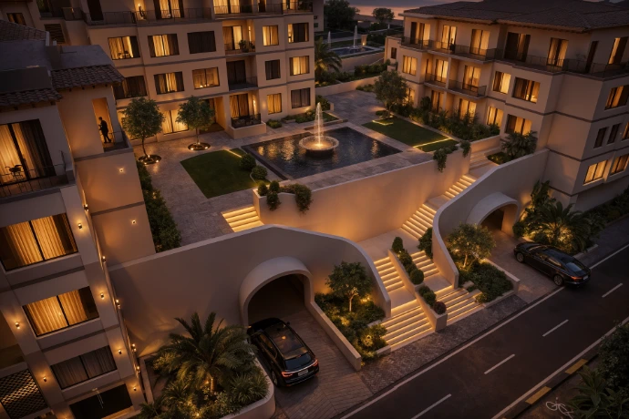 Perspective Urbaine du Complexe / Perspectiva Urbana del Complejo