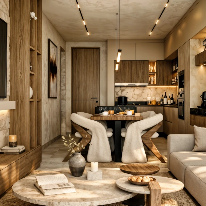 High-end living room interior design for private villa by Darchex